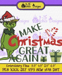 Make Christmas Great Again Grinch Trump Embroidery