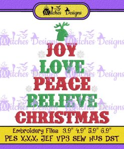Joy Love Peace Believe Christmas Embroidery