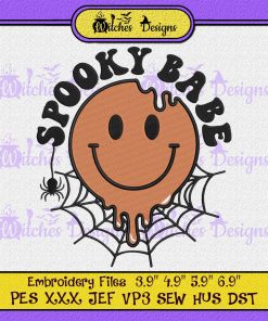 Melting Smiley Face Halloween Embroidery