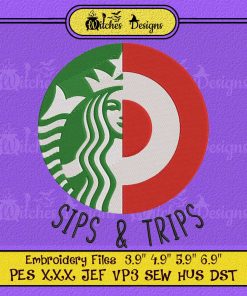 Starbucks Sips And Target Trips Embroidery