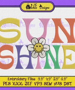 Sunshine Retro Smiley Face Daisy Flower Embroidery