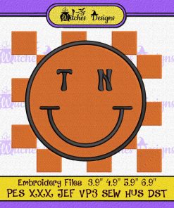 Tennessee Checkered Smiley Face Embroidery