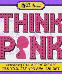 Think Pink Afro Woman Breast Cancer Embroidery