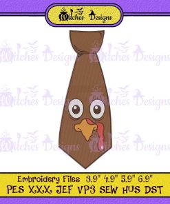 Turkey Tie Thanksgiving Embroidery