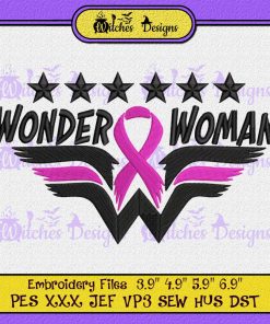 Wonder Woman Fight Cancer Embroidery