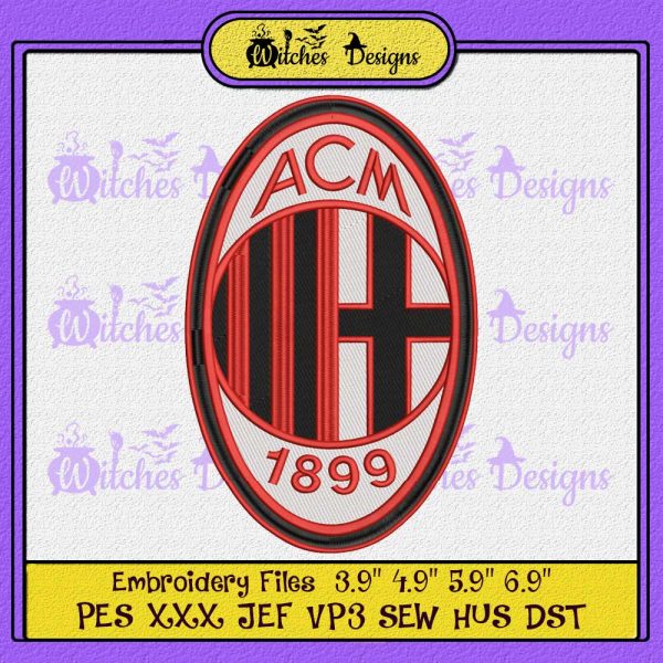 AC Milan Logo Embroidery Design - Witches Designs