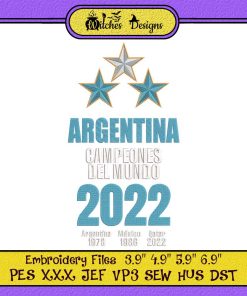 Argentina Campeones Del Mundo 2022 Embroidery