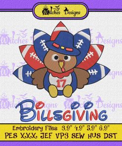 Turkey Football Billsgiving Funny Embroidery