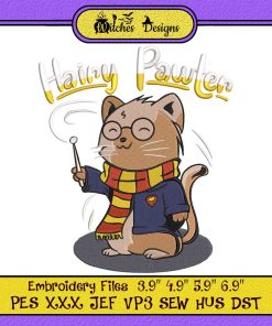 Cat Funny Hairy Pawter Harry Potter Embroidery