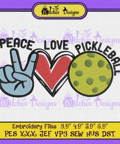 Peace Love Pickleball Embroidery