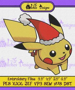 Santa Pikachu Christmas Embroidery