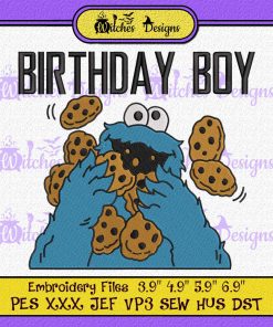 Cookie Monster Birthday Boy Embroidery