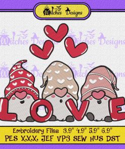 Gnome Valentine Love Heart Cute Embroidery