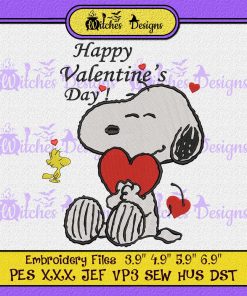 Snoopy And Woodstock Happy Valentine's Day Embroidery