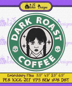 Wednesday Addams Dark Roast Coffee Embroidery