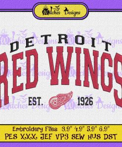 Detroit Red Wings Hockey Fan Vintage Embroidery