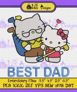 Hello Kitty Best Dad Cute Embroidery
