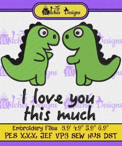 Valentines Dinosaurs Couple Embroidery