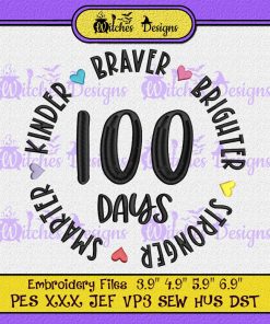 100 Days of School Teacher Embroidery