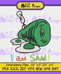 I Am Sam Green Ham And Eggs Embroidery