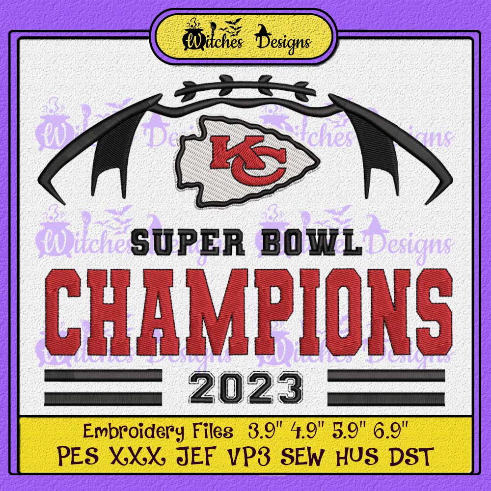 Kansas City Chiefs Champions 2023 Embroidery, Super Bowl LIV Embroidery, NFL  Kansas City Chiefs Embroidery, Embroidery