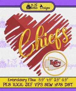 Kansas City Chiefs Heart Embroidery