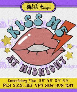 Lips Kiss Me At Midnight Embroidery