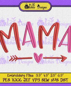 Love Mama With Heart Embroidery