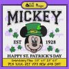 Disney Mickey St Patrick's Day Embroidery