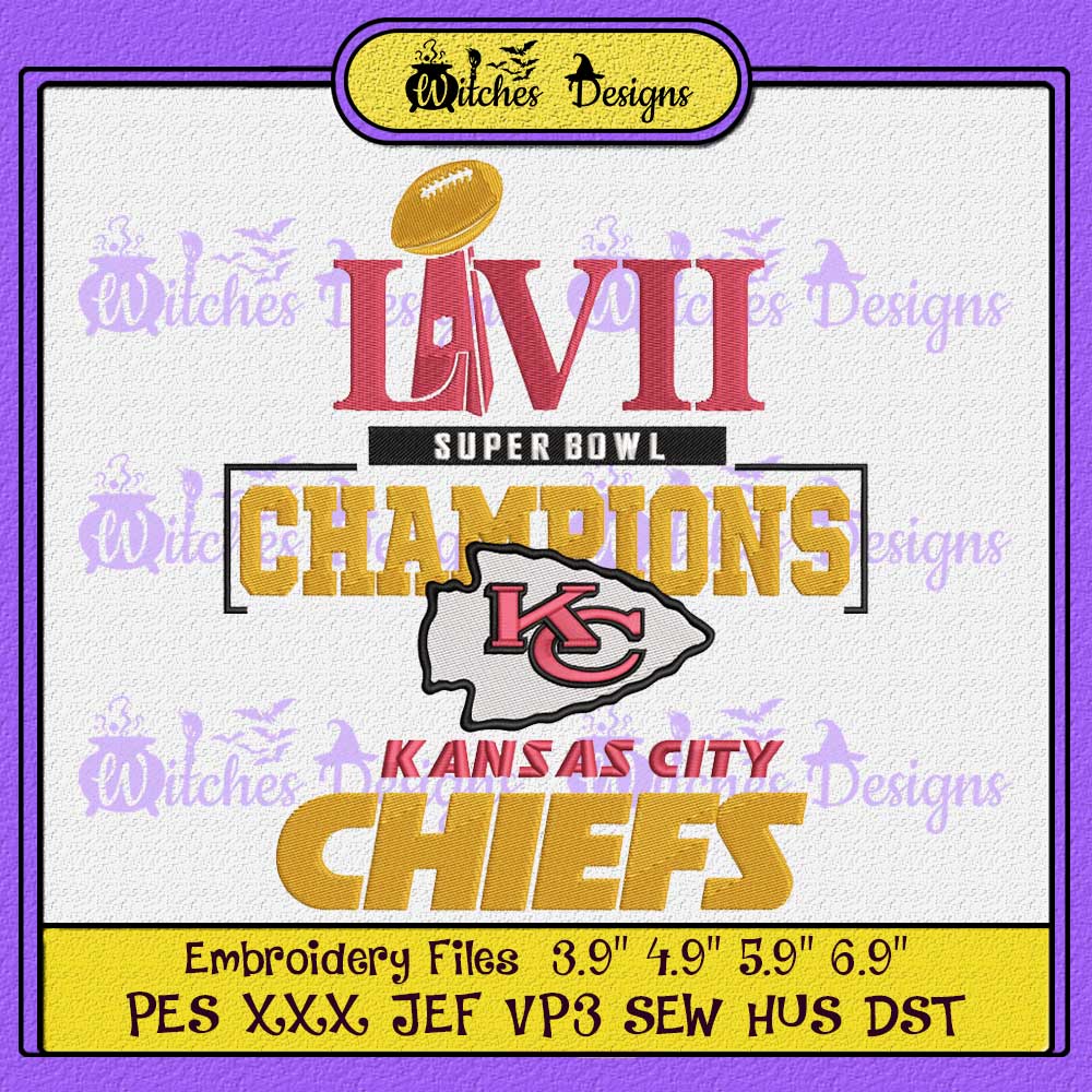 Kansas City Chiefs Champions 2023 Embroidery, Super Bowl LIV Embroidery, NFL  Kansas City Chiefs Embroidery, Embroidery