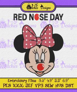 Minnie Mouse Red Nose Day Embroidery