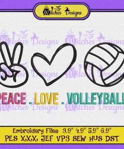 Love Volleyball Embroidery