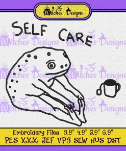 Funny Self Care Frog Embroidery