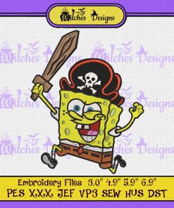 Cartoon Spongebob Pirate Embroidery