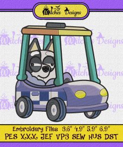 Muffin Heeler Driving Car Funny Embroidery