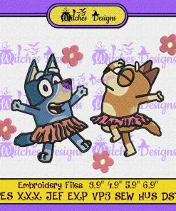 Dance Couple Bluey and Mum Embroidery