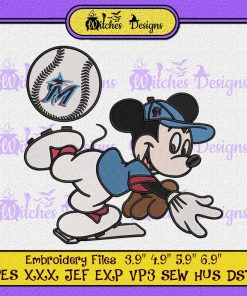 Mickey Mouse Miami Marlins Embroidery