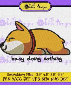 Busy-Doing-Nothing-Sleeping-Corgi-Embroidery-File