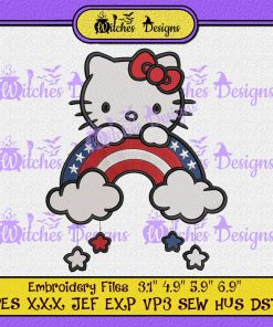 Hello Kitty Patriotic 4th Of July Embroidery