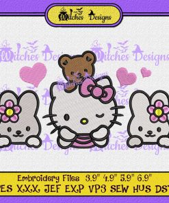 Hello Kitty Rabbit and Bear Embroidery