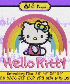 Cute Hello Kitty Rainbow Embroidery