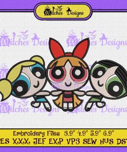 Cute Powerpuff Cartoon Embroidery