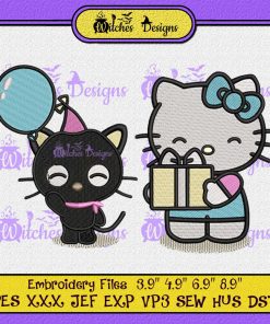 Birthday Funny Hello Kitty Embroidery