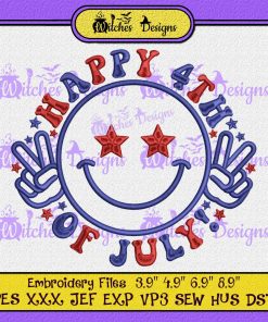 Happy 4th Of July Smile Embroidery