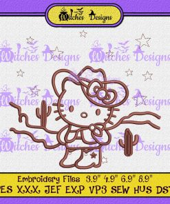 Hello Kitty Cowboy Desert Embroidery