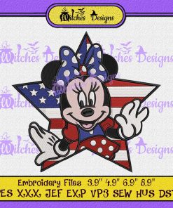 Minnie Mouse Happy Independence Day Embroidery