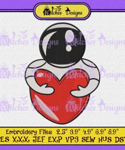 Astronaut Hug Love Heart Embroidery
