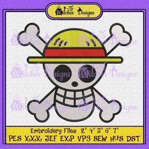 One Piece Luffy Skull Embroidery Design