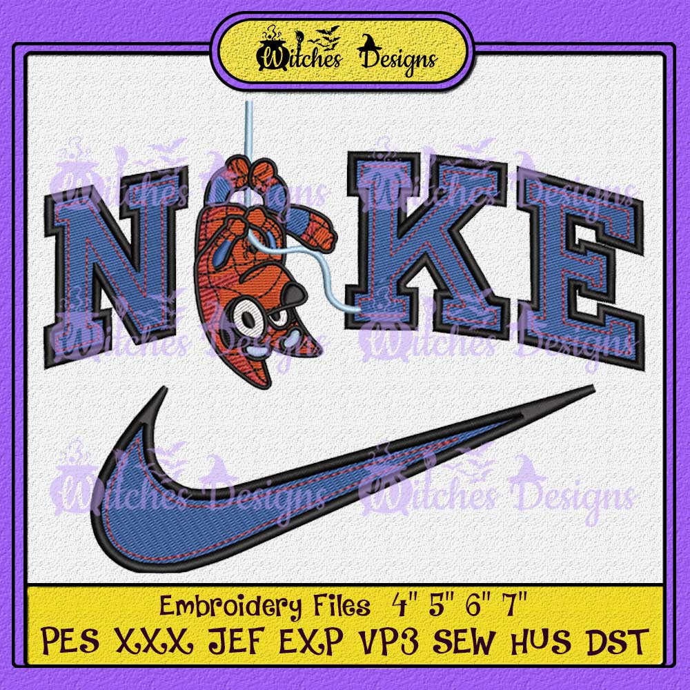Bluey SpiderMan x Nike Embroidery Design File Instant Download