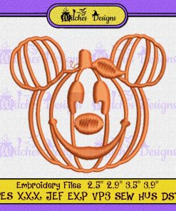 Pumpkin Face Mickey Mouse Embroidery